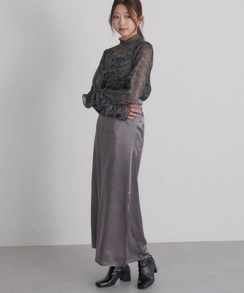 soie by apres jour mignon(ソワバイアプレジュールミニョン)の「【soie by apres jour mignon】袖ギャザーラメシアートップス【ZOZOTOWN限定アイテム】(シャツ/ブラウス・レディース・ゴールド/シルバー/ブラック・MEDIUM/SMALL)」の6枚目の写真