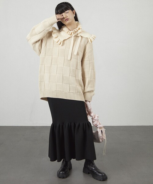 Firsthand（ファーストハンド）の「Firsthand/ファーストハンド ケープマフラー / つけ襟/ケープマフラー / つけ襟（付け襟・レディース・オフホワイト/ブラック・ONE SIZE）」の11枚目の写真