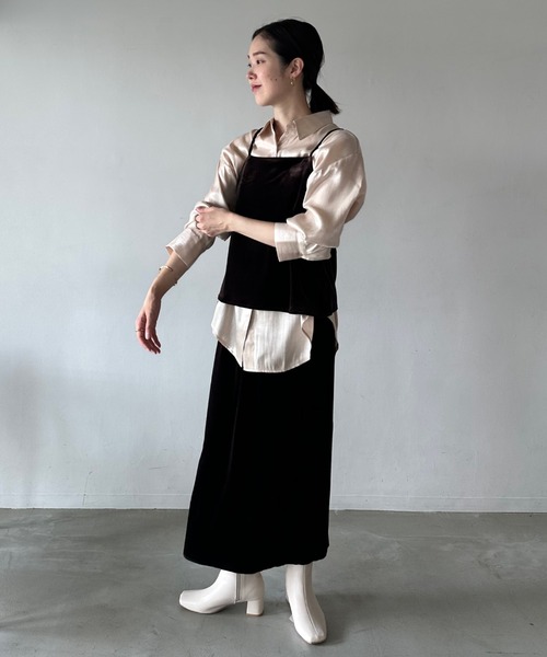 Doux archives（ドゥアルシーヴ）の「ストレッチベロアキャミソール（キャミソール・レディース・ブラウン/モカ・FREE）」の8枚目の写真