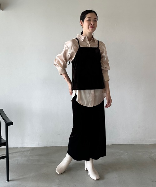 Doux archives（ドゥアルシーヴ）の「ストレッチベロアキャミソール（キャミソール・レディース・ブラウン/モカ・FREE）」の10枚目の写真