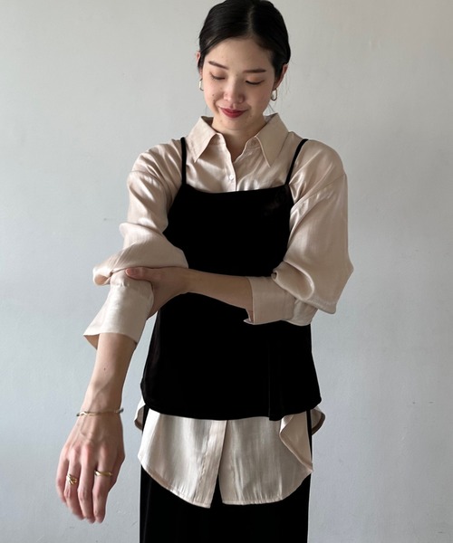 Doux archives（ドゥアルシーヴ）の「ストレッチベロアキャミソール（キャミソール・レディース・ブラウン/モカ・FREE）」の6枚目の写真