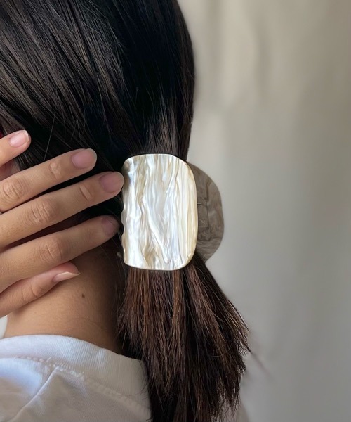 ストーン付きベージュヘアクリップ 約7.5cm 最新ファッション - ストーン付きベージュヘアクリップ 約7.5cm