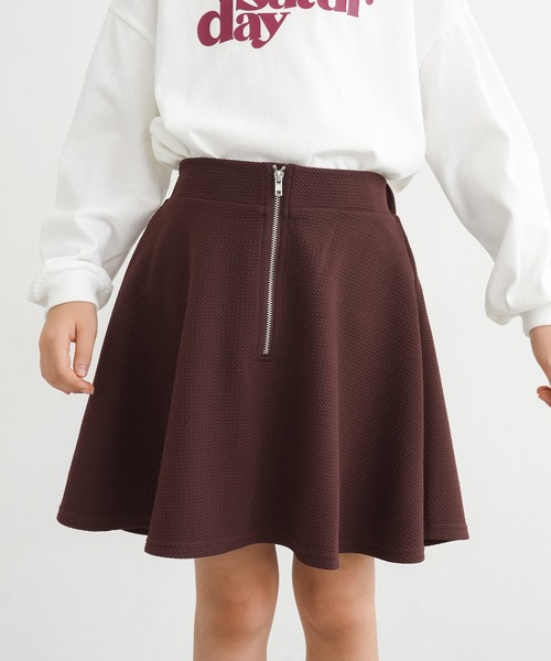 coca（coca）（コカ）の「キッズ エンボス加工フロントジップフレアスカート（スカート・キッズ・ブラック/ワイン・110/120/140/130）」の10枚目の写真