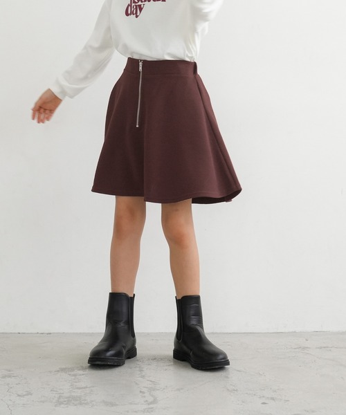 coca（coca）（コカ）の「キッズ エンボス加工フロントジップフレアスカート（スカート・キッズ・ブラック/ワイン・110/120/140/130）」の8枚目の写真
