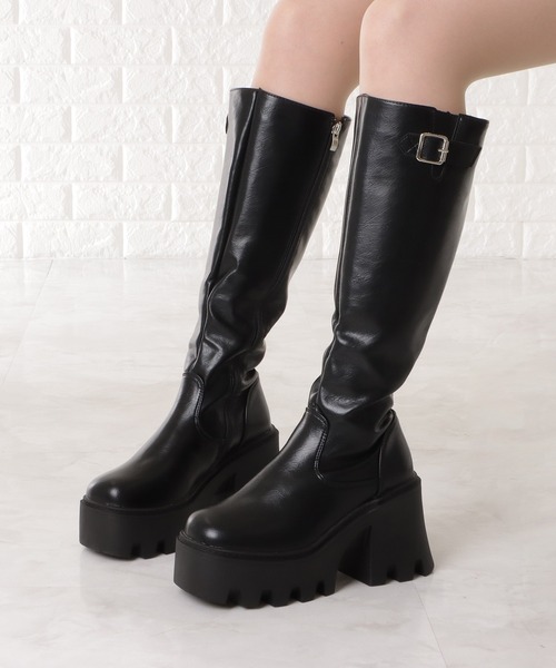 Lace Ladies（レースレディース）の「サイドジップ厚底ジョッキーブーツ（ブーツ・レディース・ブラック・24.5/23/22.5/ 25/23.5/24）」の2枚目の写真