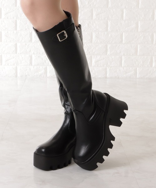 Lace Ladies（レースレディース）の「サイドジップ厚底ジョッキーブーツ（ブーツ・レディース・ブラック・24.5/23/22.5/ 25/23.5/24）」の3枚目の写真