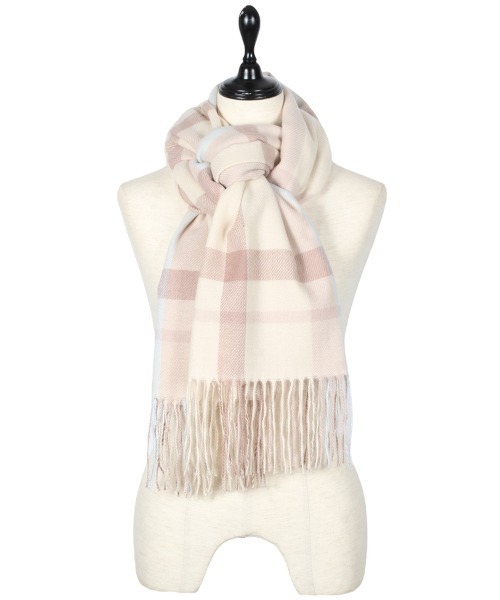 12Twelve Agenda(トゥエルブ アジェンダ)の「カシミアタッチニュアンスチェック大判ストール(マフラー・レディース・ベージュ/ラベンダー/サックスブルー/オフホワイト・FREE)」の2枚目の写真