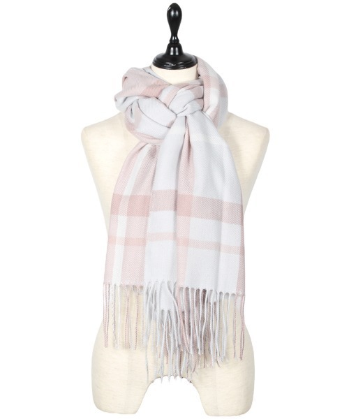 12Twelve Agenda(トゥエルブ アジェンダ)の「カシミアタッチニュアンスチェック大判ストール(マフラー・レディース・ベージュ/ラベンダー/サックスブルー/オフホワイト・FREE)」の3枚目の写真