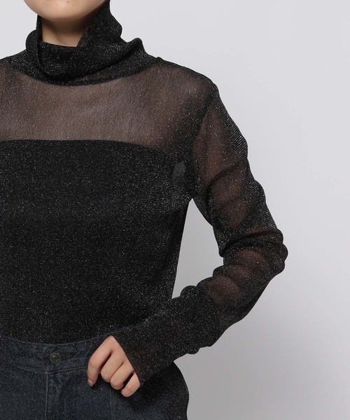 LOWRYS FARM（ローリーズファーム）の「ラメオフタートルロングスリーブ　984581（Tシャツ/カットソー・レディース・アイボリー/ブラック/ブルー/シルバー・FREE）」の21枚目の写真