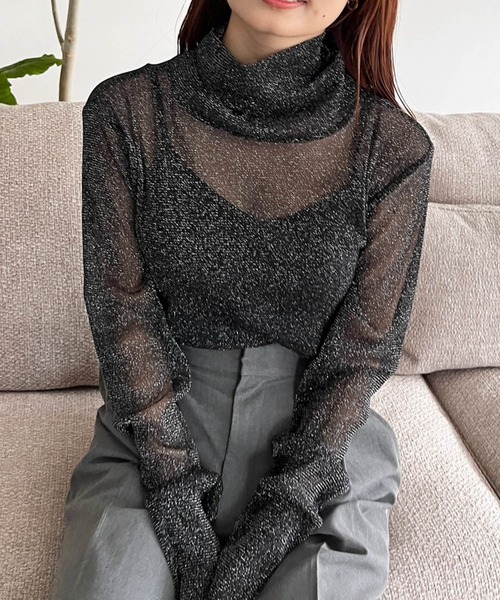 LOWRYS FARM（ローリーズファーム）の「ラメオフタートルロングスリーブ　984581（Tシャツ/カットソー・レディース・アイボリー/ブラック/ブルー/シルバー・FREE）」の10枚目の写真