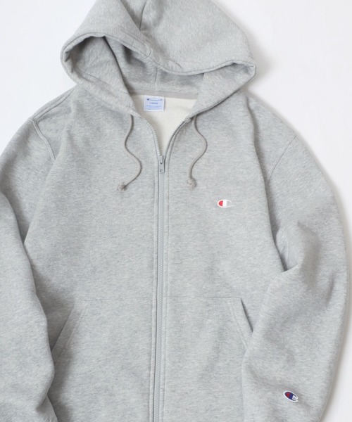 Champion（チャンピオン）の「2025AW Champion/チャンピオン 裏起毛 コットンUSA ワンポイントロゴ スウェットフルジップパーカー レディース メンズ トレーナー（パーカー・メンズ・グレー/ダークグリーン/ブラック/オートミール/ダークグレー/ネイビー/オリーブ・L/M/XL）」の2枚目の写真