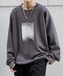 ドレープとろみ ビッグシルエット ワンポイントロゴ / ボックス / フェード ダンボールニットプルオーバースウェット【Confirm】