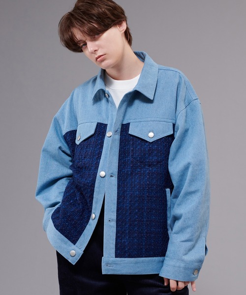 ONCILY（オンシェリー）の「TWEED DOCKING DENIM JACKET / ツイード
