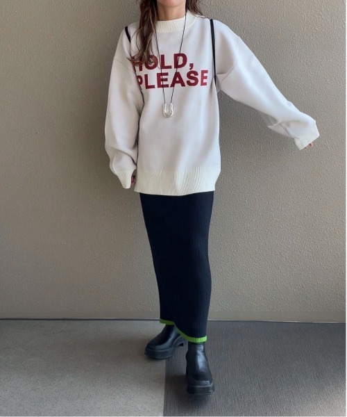 feepur by saya(フェピュールバイサヤ)の「スウェットライクジャガードロゴニット(ニット/セーター・レディース・グレー/ホワイト/オフホワイト/ブラック・MEDIUM)」の13枚目の写真