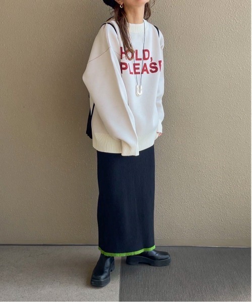 feepur by saya(フェピュールバイサヤ)の「スウェットライクジャガードロゴニット(ニット/セーター・レディース・グレー/ホワイト/オフホワイト/ブラック・MEDIUM)」の5枚目の写真