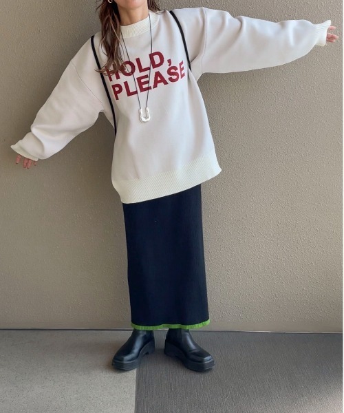 feepur by saya(フェピュールバイサヤ)の「スウェットライクジャガードロゴニット(ニット/セーター・レディース・グレー/ホワイト/オフホワイト/ブラック・MEDIUM)」の9枚目の写真