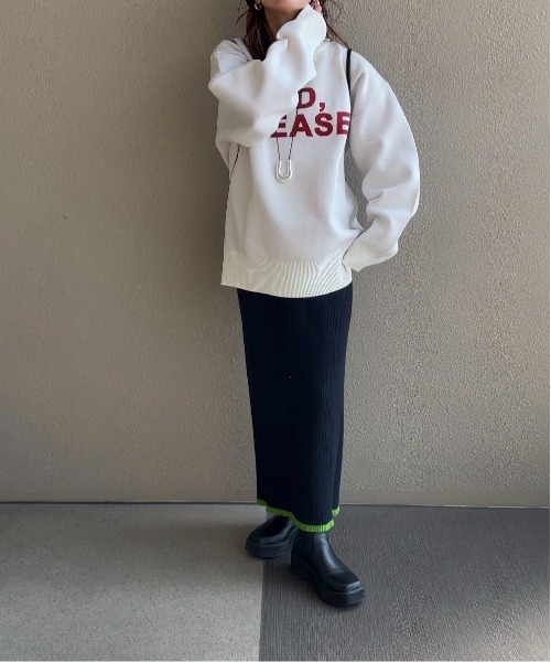 feepur by saya(フェピュールバイサヤ)の「スウェットライクジャガードロゴニット(ニット/セーター・レディース・グレー/ホワイト/オフホワイト/ブラック・MEDIUM)」の12枚目の写真