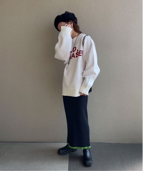 feepur by saya(フェピュールバイサヤ)の「スウェットライクジャガードロゴニット(ニット/セーター・レディース・グレー/ホワイト/オフホワイト/ブラック・MEDIUM)」の6枚目の写真