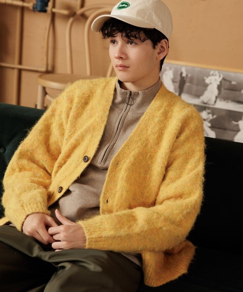 niko and...（ニコアンド）の「シャギーカラーニットVネックカーディガン（カーディガン/ボレロ・メンズ・ブラック/サックスブルー/オレンジ/イエロー・MEDIUM/LARGE）」の4枚目の写真