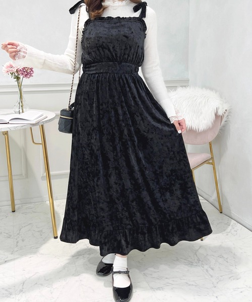 apres jour(アプレジュール)の「ベロアリボンキャミワンピース【ZOZOTOWN限定アイテム】(ワンピース・レディース・ブラウン系その他/ブラック/モスグリーン・フリー/X-LARGE)」の15枚目の写真