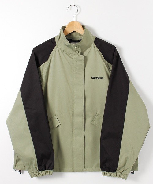 CONVERSE（コンバース）の「【CONVERSE/コンバース】撥水配色切替スタンドジャケット（ナイロンジャケット・レディース・サックスブルー系/ブラック/ホワイト系/カーキ系・L/M）」の3枚目の写真