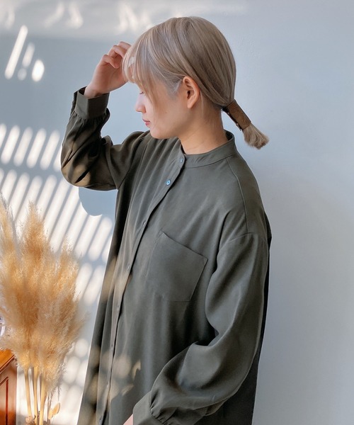 AS KNOW AS plus（アズノゥアズプラス）の「☆プリーツ切り替えシャツワンピ―ス（ワンピース・レディース・ブラック/イエロー系/カーキ・FREE）」の14枚目の写真