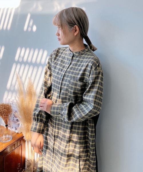 AS KNOW AS plus（アズノゥアズプラス）の「☆プリーツ切り替えシャツワンピ―ス（ワンピース・レディース・ブラック/イエロー系/カーキ・FREE）」の21枚目の写真