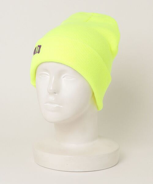 ACAPULCO GOLD(アカプルコゴールド)の「ACAPULCO GOLD / VARSITY LOGO BEANIE(ニットキャップ/ビーニー・メンズ・ブラック/イエロー/オレンジ・ONE SIZE)」の2枚目の写真
