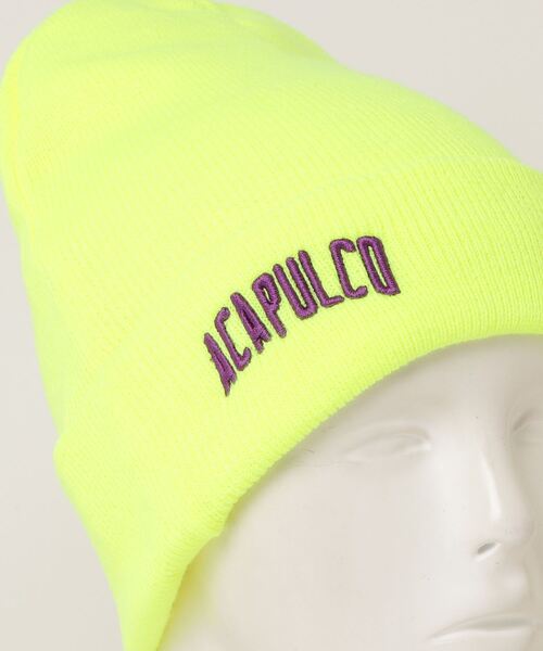 ACAPULCO GOLD(アカプルコゴールド)の「ACAPULCO GOLD / VARSITY LOGO BEANIE(ニットキャップ/ビーニー・メンズ・ブラック/イエロー/オレンジ・ONE SIZE)」の6枚目の写真