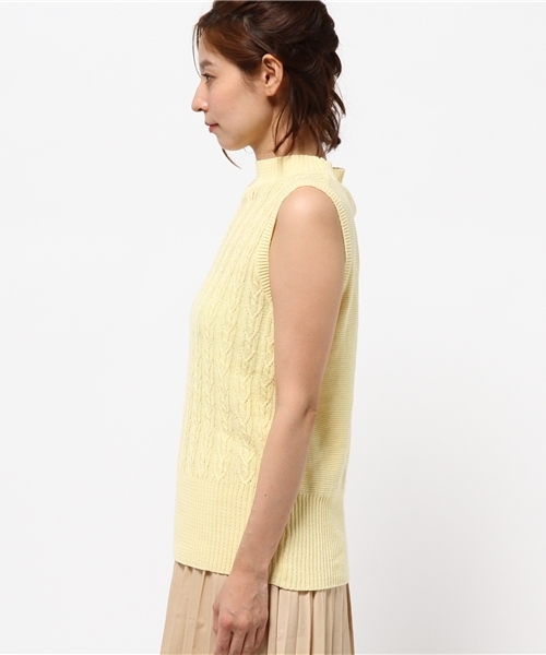OUTLET（アウトレット）の「【CIAOPANIC TYPY】ラミーコットンノースリーブケーブルニット（ニット/セーター・レディース・イエロー/ブルー/オフホワイト/ネイビー・ONE）」の6枚目の写真
