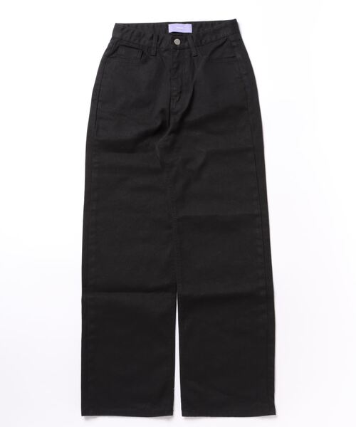 wee9s（ウィークス）の「semi wide straight denim / セミワイドストレートデニム（デニムパンツ・レディース・ブラック/ベージュ・M/S）」の3枚目の写真