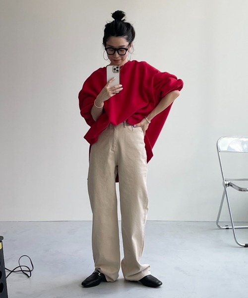 wee9s（ウィークス）の「semi wide straight denim / セミワイドストレートデニム（デニムパンツ・レディース・ブラック/ベージュ・M/S）」の6枚目の写真
