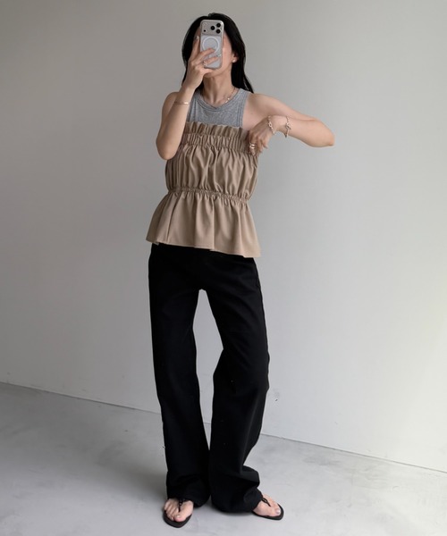 wee9s（ウィークス）の「semi wide straight denim / セミワイドストレートデニム（デニムパンツ・レディース・ブラック/ベージュ・M/S）」の10枚目の写真