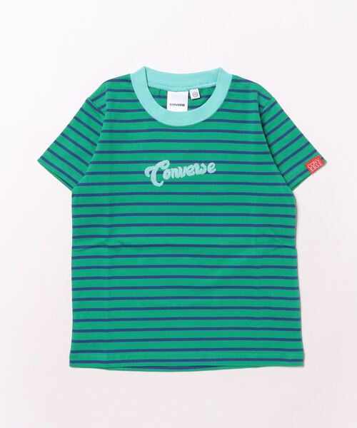 CONVERSE（コンバース）の「【CONVERSE】ボーダーTシャツ/キッズ（Tシャツ/カットソー・キッズ・グリーン/ホワイト/ピンク・120cm/110cm/130cm）」の2枚目の写真