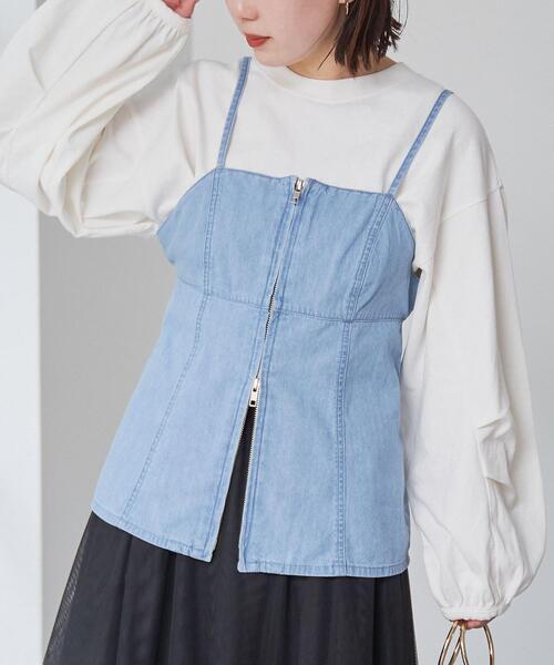 coen（コーエン）の「デニムキャミソール（シャツ/ブラウス・レディース・コバルトブルー/ライトブルー・M/L）」の2枚目の写真