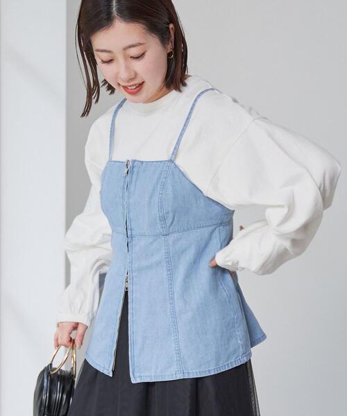 coen（コーエン）の「デニムキャミソール（シャツ/ブラウス・レディース・コバルトブルー/ライトブルー・M/L）」の6枚目の写真