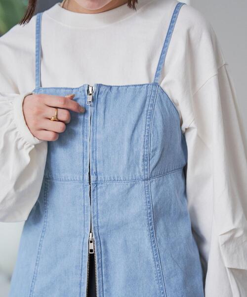 coen（コーエン）の「デニムキャミソール（シャツ/ブラウス・レディース・コバルトブルー/ライトブルー・M/L）」の4枚目の写真