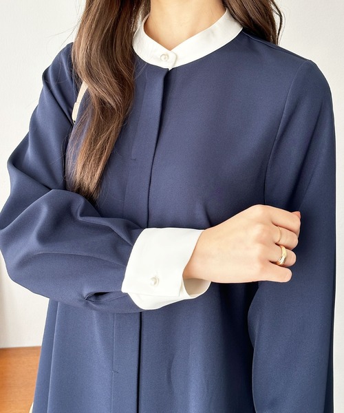 GeeRA(ジーラ)の「Aラインバイカラーワンピース(ワンピース・レディース・ネイビー/モカ・MEDIUM/LARGE/X-LARGE)」の16枚目の写真