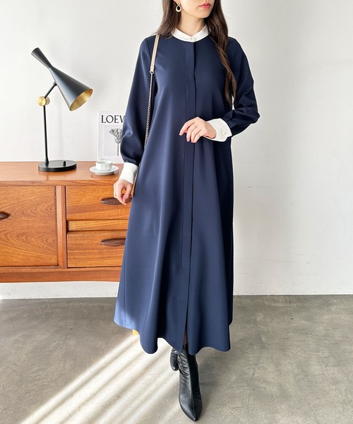 GeeRA(ジーラ)の「Aラインバイカラーワンピース(ワンピース・レディース・ネイビー/モカ・MEDIUM/LARGE/X-LARGE)」の13枚目の写真