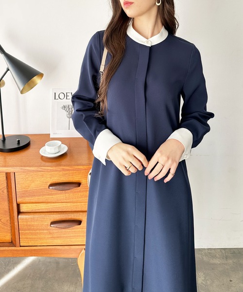 GeeRA(ジーラ)の「Aラインバイカラーワンピース(ワンピース・レディース・ネイビー/モカ・MEDIUM/LARGE/X-LARGE)」の15枚目の写真