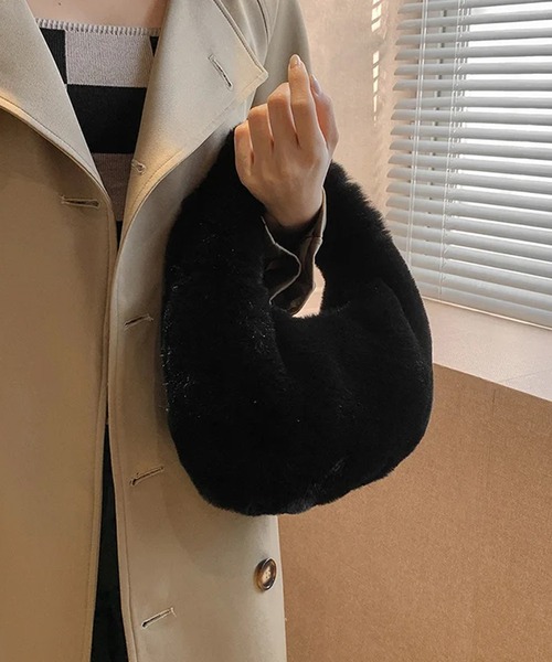 SHEPP（シープ）の「ファー ハンドバッグ（ハンドバッグ・レディース・ベージュ/イエロー/ホワイト/ライトブルー/ブラウン/ライトグレー/ブラック/ライトピンク・FREE）」の18枚目の写真