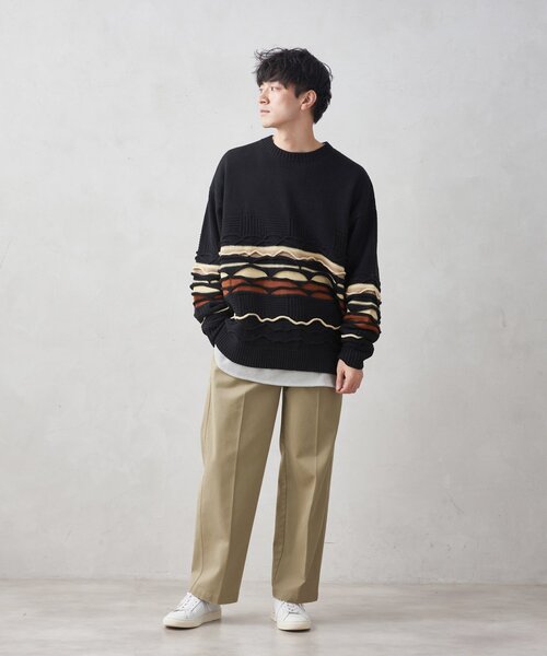 JOURNAL STANDARD relume(ジャーナルスタンダード レリューム)の「CALIFORNIA 3Dパネルリブニット(ニット/セーター・メンズ・ブラック/グリーン/ネイビー・MEDIUM/LARGE)」の9枚目の写真