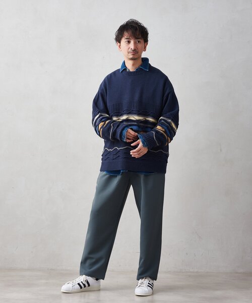 JOURNAL STANDARD relume(ジャーナルスタンダード レリューム)の「CALIFORNIA 3Dパネルリブニット(ニット/セーター・メンズ・ブラック/グリーン/ネイビー・MEDIUM/LARGE)」の11枚目の写真