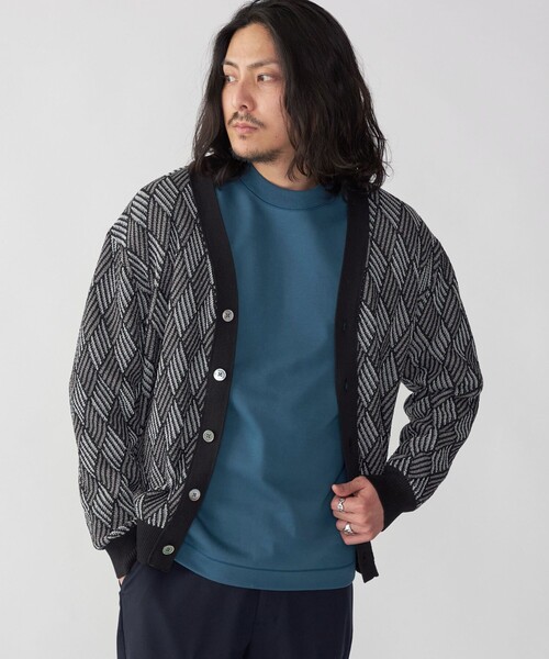 SHIPS(シップス)の「SHIPS: 〈手洗い可能〉ジオメトリック ジャカード カーディガン(カーディガン/ボレロ・メンズ・ブラック/スカイブルー/ベージュ・LARGE/MEDIUM/SMALL/X-LARGE)」の10枚目の写真