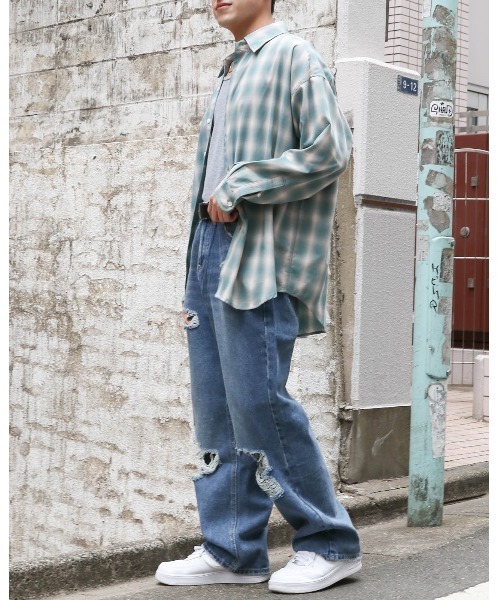 3.3 Field Trip （3.3フィールドトリップ）の「3.3 Field Trip／オンブレシャツ2（シャツ/ブラウス・メンズ・ブルー/グリーン/ブラック・FREE）」の13枚目の写真