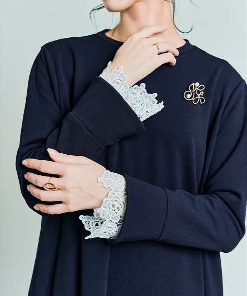 kirakiraShop(キラキラショップ)の「「mochiz」全方向 ストレッチ 4way レース カフス フレア ワンピース(ワンピース・レディース・ネイビー/ライトベージュ/ブラック/チャコール・M/L)」の16枚目の写真