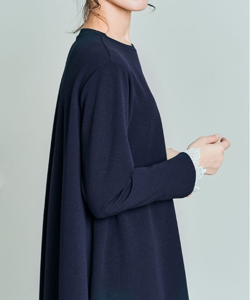 kirakiraShop(キラキラショップ)の「「mochiz」全方向 ストレッチ 4way レース カフス フレア ワンピース(ワンピース・レディース・ネイビー/ライトベージュ/ブラック/チャコール・M/L)」の11枚目の写真