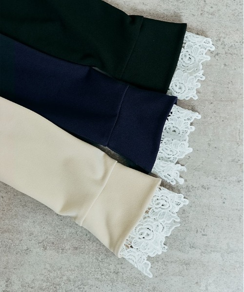 kirakiraShop(キラキラショップ)の「「mochiz」全方向 ストレッチ 4way レース カフス フレア ワンピース(ワンピース・レディース・ネイビー/ライトベージュ/ブラック/チャコール・M/L)」の7枚目の写真