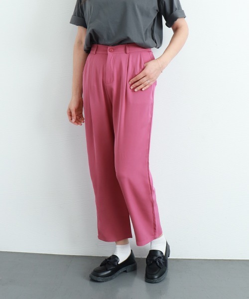 Miniministore(ミニミニストア)の「セミワイドパンツ カラーパンツ 9分丈(スラックス・レディース・ブルー/ブラック/ピンク/ホワイト/ダークグレー/フューシャピンク・L/XL/M)」の6枚目の写真