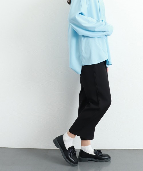 Miniministore(ミニミニストア)の「セミワイドパンツ カラーパンツ 9分丈(スラックス・レディース・ブルー/ブラック/ピンク/ホワイト/ダークグレー/フューシャピンク・L/XL/M)」の8枚目の写真